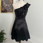 B Darlin VTG B. Darlin Satin and Sequin Black Dress with Tulle SZ 5/6 Hoco Goth Fairy Photo 5