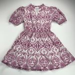 Sugar Lips  Evelyn Eyelet Jacey Babydoll Mini A-Line Dress Magenta-White Size M Photo 13