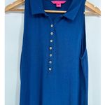 Lilly Pulitzer Womens Reema Sleeveless Midi Polo Dress in Aegean Navy Blue Large Photo 2