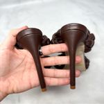 Steve Madden Kenley Braided Square Toe Slide Mule Stiletto Sandal Heel Brown 6.5 Photo 5