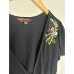 Anthropologie Ranna Gill Hibiscus Embroidered Black Top Boho Indie Casual XS Photo 4