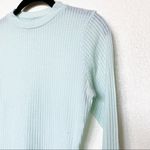 Hollister Crewneck Sheer Pale Green Ribbed Long Sleeve Top Size Medium Photo 1