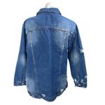 The Iconic Women's Blue Long Sleeve Button Down Distressed Denim Jeans Jacket M Size M Photo 1