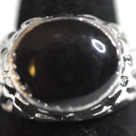 Source Unknown NWOT Prestigious Black Oval Smooth Stone Etched Silver Tone Size 9 Gothic Ring Photo 0