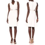 Calvin Klein NWT Off White Ribbon-Trim A-Line Knee Length Dress Women’s Size 6 Photo 4