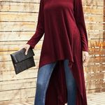 Zanzea  Deep Red Hooded Top size S Photo 0