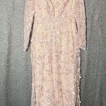 Mac Duggal Floral Applique Long Sleeve Illusion Gown Rose Pink Size 8 70224 Photo 0