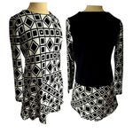 KOREAN Brand Abstract Geometric Color Block Black & Ivory Knit Mini Dress Medium Photo 1