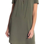 Theory  Dress Women's Size 8 Keyhole Tie Shift Drapey Crepe Dress Military Green Photo 0