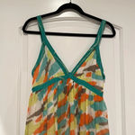 Milly $345 GOSSIP GIRL  GREEN WATERCOLOR SHIMMER SILK DRESS Sz 6 Photo 3