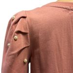 Jolie & Joy By FCT Puff Pearl Accent Shoulder Long Sleeve Sweatshirt Womens S Pink Photo 5