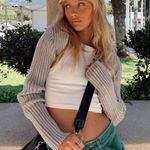 Princess Polly  Aytan Bolero Sweater Beige S/M Ribbed Knit Photo 0