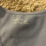 Aerie  Gray Ribbed Lace Trim Top Photo 1