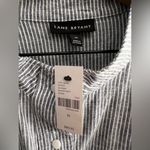 Lane Bryant  Women Linen blend Striped Drawstring Hem Shirt Jacket snap button 22 Photo 6