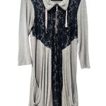 Philosophy Gray Sweater Dress Black Lace Front Pockets Women’s Large Photo 0