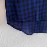 Maison Jules  Royal Cobalt Blue Buffalo Plaid Ruffle Button Down S Photo 90