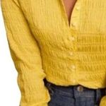 Everlane  The Button Down Smocked Top in Lemon Yellow 6 Medium Photo 1