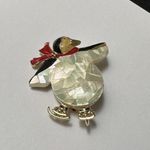 Liz Claiborne LC Skating Penguin Red Rhinestone Scarf Christmas Brooch Pin Photo 5