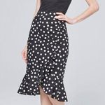 White House | Black Market WHBM Black Polka Dot Printed Poplin Ruffled Skirt 4 Photo 0