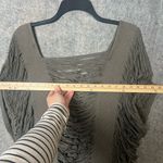 Woman Medium Swimsuit Cover Up Boho Fringe Olive Green Gray Photo 1