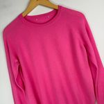 ZARA  Bright Pink 100% Wool Crewneck Sweater Sz Medium Ribbed Hem Photo 3