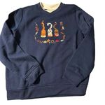 Studio Works  Sport Petite Small women's blue sweatshirt with cats, nwt Photo 0