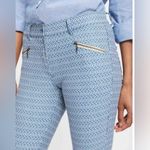 J. McLaughlin  Micro Aegean Link Baxter Blue Patterned Pants Slash Zipper Pockets Photo 2