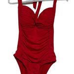 Liz Claiborne Women's Red One Piece Swimwear Ties Around the Neck Size 8 Photo 0