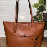 Coach  x Peanuts Snoopy Rare Discontinued Tote Saddle Brown Shoulder Bag Schulz Photo 0