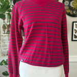 Lacoste Vintage 90s Izod  Women's Medium Striped Pink Preppy Long Sleeve Sweater Photo 0