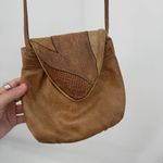 Unbranded Brown Leather Crossbody Bag Snap Button Purse Boho Hippie Photo 2