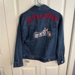 Don’t Mess With Texas Biker Babe denim Jean jacket size small Blue Photo 5