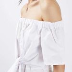 Topshop  Midi Dress White Poplin Bow Bardot Photo 2