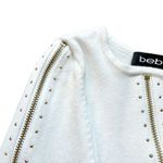 Bebe 🔃 White Long Sleeve Zipper Accent Mini Sweater Dress Photo 8