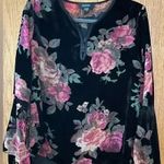 Karen Kane  Wmn's Velvet With Floral Sheer Accent Boho Blouse bell Sleeve Photo 0