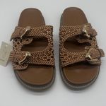 Joie  Weaver Slide Sandals Woven Braided Tan Bronze Gold Hardware Size 9.5 Summer Photo 2