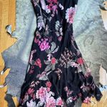 Lily Dark Pink Floral Print Asymmetrical Flowy Dress Size L Photo 0