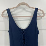 4SI3NNA Lace Up Bodysuit in Navy Blue Size Large Photo 4