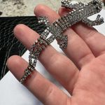 Prong Set Rhinestone Novelty Lizard Brooch Pin With Green Eyes Photo 3