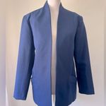 Vintage ‘80s Bending Easy Navy Blue Lightweight Collarless Open Front Blazer Size 8 Photo 0