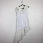 Majorelle  White Lace One Shoulder Asymmetric Ruffle Bridal Midi Dress Small Photo 13