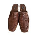 90'S Y2K VTG. BROWN LEATHER NICOLE WOVEN MULES HEELS SZ. 8 1/2 Photo 3