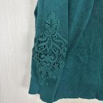 Lane Bryant  Sweater Womens Plus 22/24 Emerald Green Embroidered V Neck Photo 9