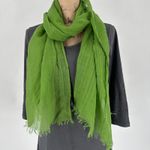 John Ashfield Green 100% Virgin Wool Scarf Lightweight Fringed Kelly Green Gaizy Photo 4