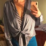 ZARA Blue Striped Bodysuit Photo 0