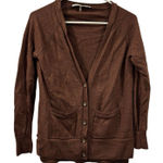 Trina Turk Medium Brown Sweater Classic Cardigan Button Front 100% Merino Wool Photo 0