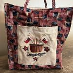 Longaberger Vintage  Homestead Cloth Tote Bag Flag Print Patriotic Photo 1