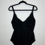 None Black Lace Trim Full Figure Bodysuit Shapewear Adjustable Straps 2X Photo 0