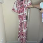Julia Jordan BNWT  button up maxi dress white red floral tie waist women’s 12 Photo 2