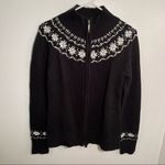 Dress Barn Collection  Full Zip Sweater Black Snowflake Photo 1